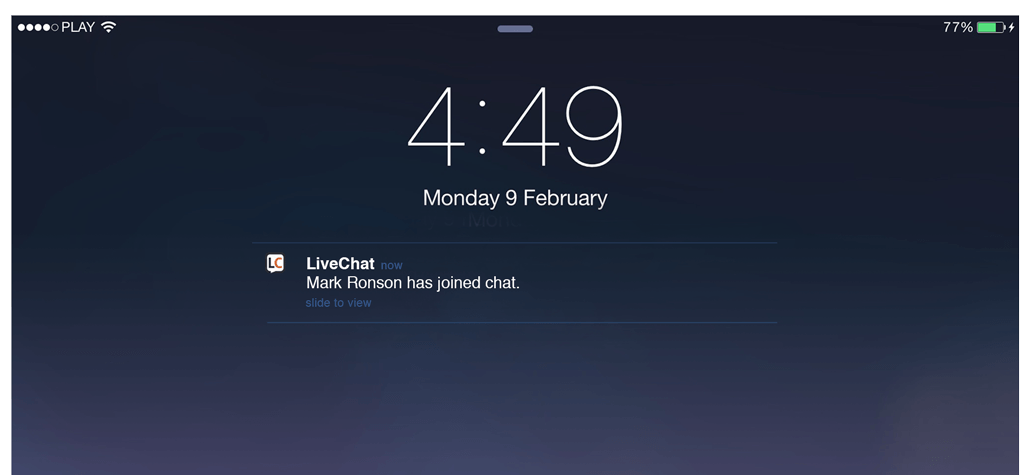 Push notifications in LiveChat Feature list: Applications - Push notifications