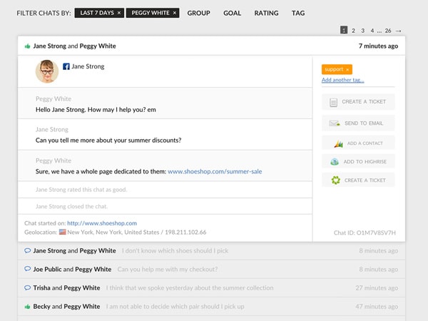 Chat archives in live chat Chat archives in live chat