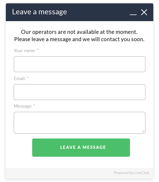 LiveChat ticket form Feature list: Engaging customers - Ticket form