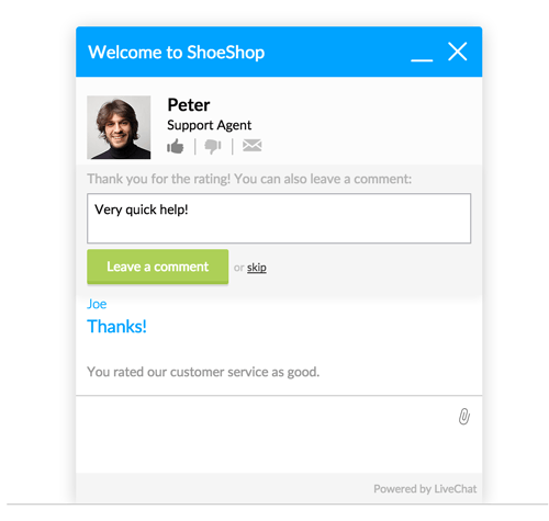 Feature list: Getting feedback - Rating comments