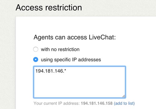 Feature list: Security - Access restriction