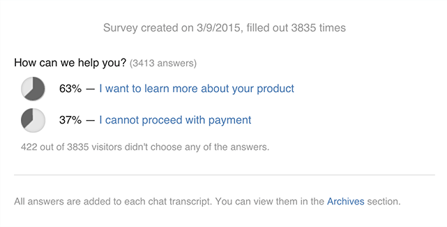 Feature list: Reports and Analytics: Chat surveys