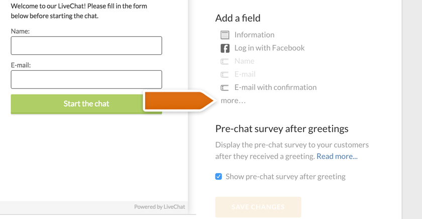 More button in pre-chat survey section More button in pre-chat survey section