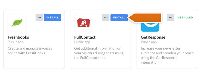 FullContact LiveChat: Find your FullContact app and click on Install to proceed FullContact LiveChat: Find your FullContact app and click on Install to proceed