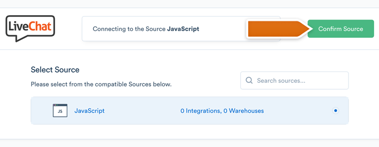 Choose and confirm JavaScript as a Source Choose and confirm JavaScript as a Source