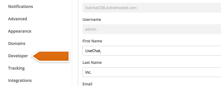 Choose Developer from the list of Settings Choose Developer from the list of Settings