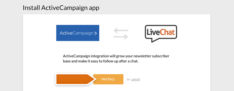 Install ActiveCampaign app on your LiveChat Install ActiveCampaign app on your LiveChat