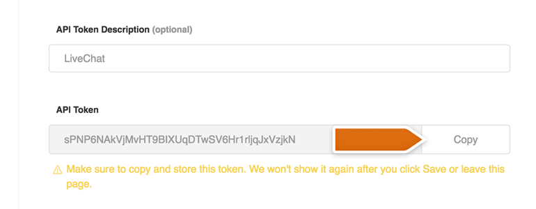 Name and copy your brand new token Name and copy your brand new token