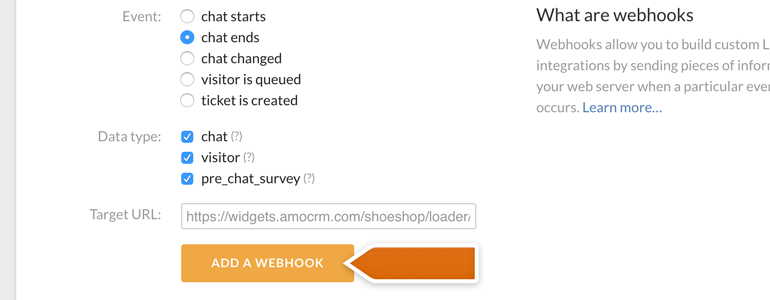 Click on Add a webhook to proceed Click on Add a webhook to proceed