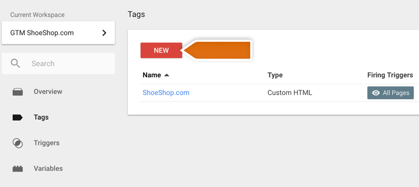 Creating a new tag for Google Analytics Creating a new tag for Google Analytics