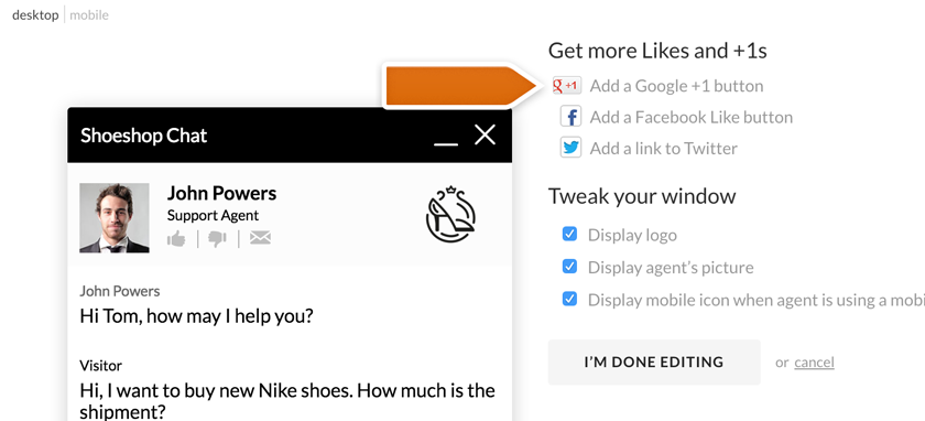 Adding a Google+ +1 button to LiveChat