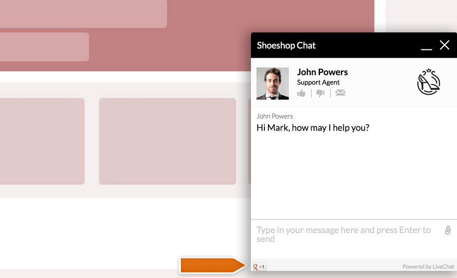 Social media buttons in the chat window