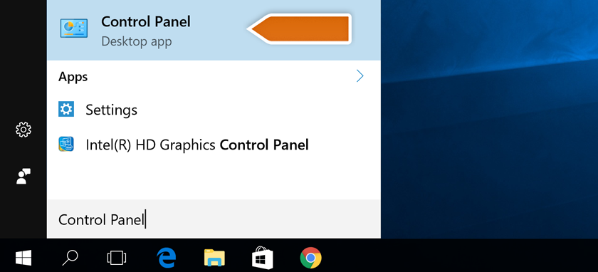 Using Search Tool to access Control Panel Using Search Tool to access Control Panel