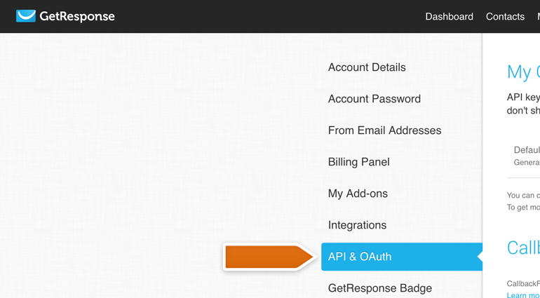 GetResponse API & OAuth section GetResponse API & OAuth section