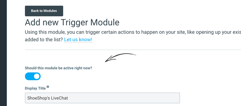 Name your LiveChat module Name your LiveChat module