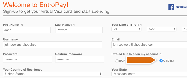 Fill Entropay's registration form Fill Entropay's registration form
