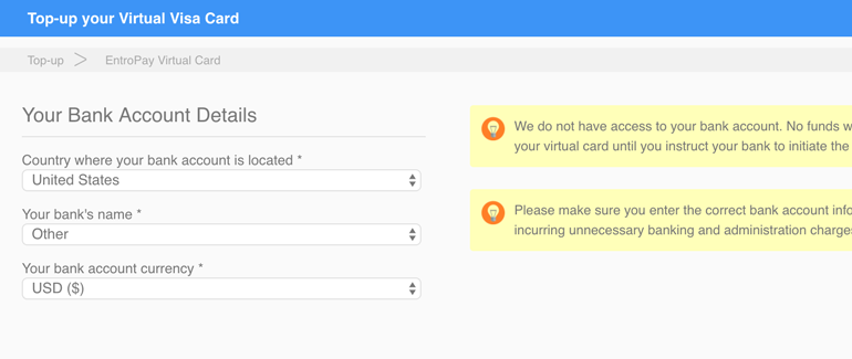 Provide your bank account details Provide your bank account details