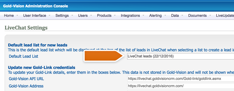 Choose a list displayed in LiveChat Choose a list displayed in LiveChat