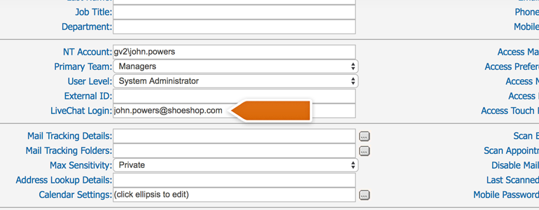 Type your LiveChat email address into LiveChat login field Type your LiveChat email address into LiveChat login field