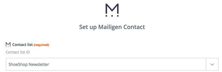 Choose a contact list in Mailigen Choose a contact list in Mailigen