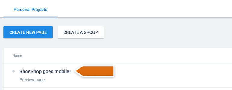 Choose landing page from Instapage Dashboard Choose landing page from Instapage Dashboard