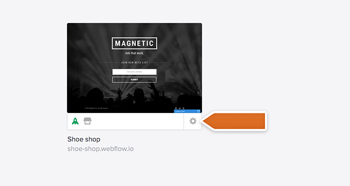 Go to Webflow settings page Go to Webflow settings page