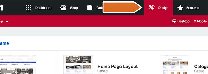 Accessing the design section Accessing the design section