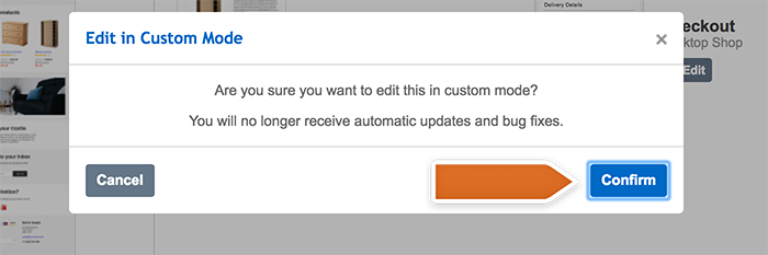 Confirming custom changes Confirming custom changes