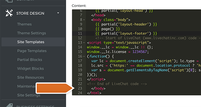 Paste code in LemonStand Paste code in LemonStand