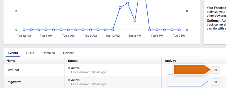 Click on eye-button to see your LiveChat-related data Click on eye-button to see your LiveChat-related data