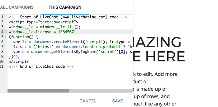 Paste LiveChat tracking code Paste LiveChat tracking code