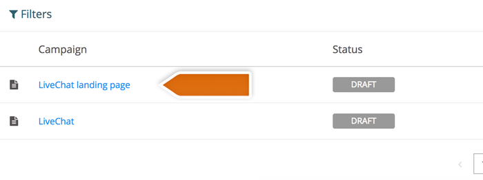 Choose campaign from Unbounce Dashboard Choose campaign from Unbounce Dashboard