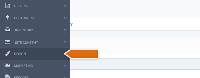 Choose design tab from the menu on the left Choose design tab from the menu on the left