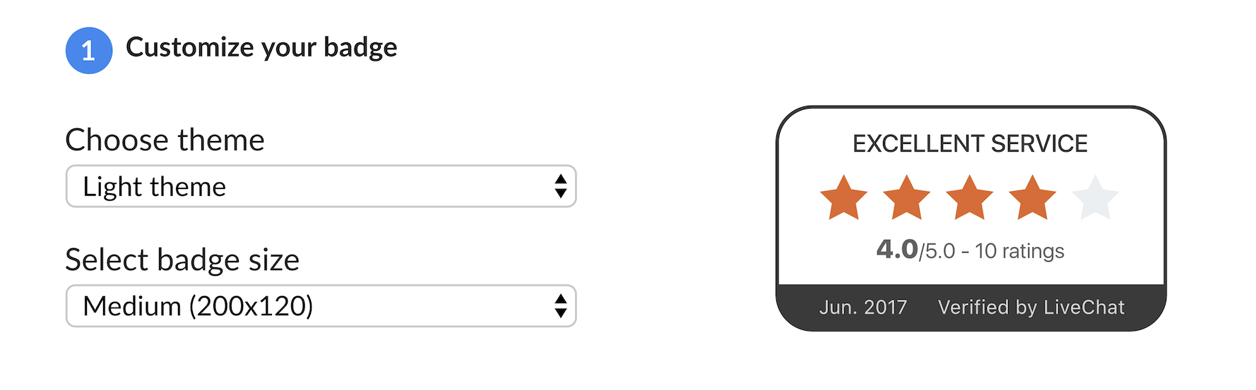LiveChat Quality Badge customization LiveChat Quality Badge customization