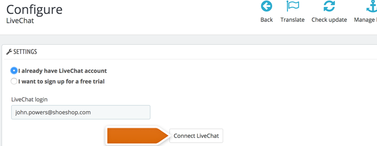 Link LiveChat account with your PrestaShop Link LiveChat account with your PrestaShop