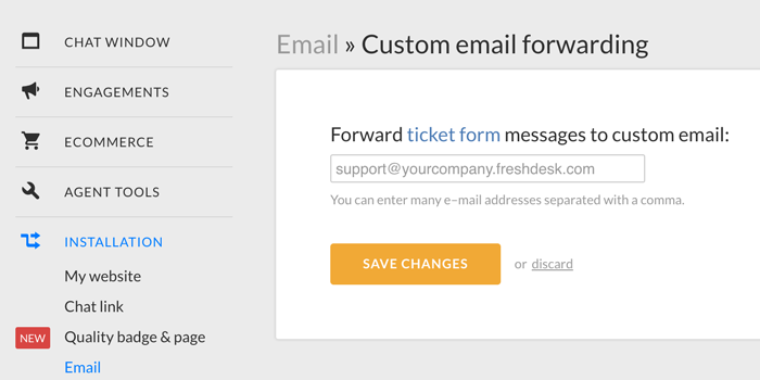 Custom email forwarding in LiveChat Custom email forwarding in LiveChat