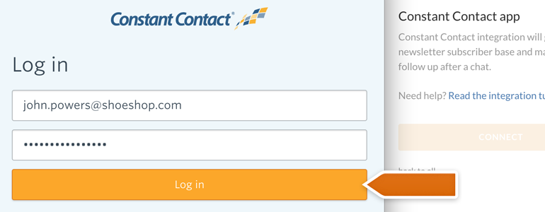 To proceed, log into your Constant Contact account To proceed, log into your Constant Contact account