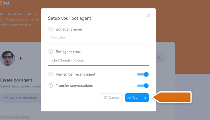 Confirming chat bot creation in LiveChat and BotEngine integration Confirming chat bot creation in LiveChat and BotEngine integration