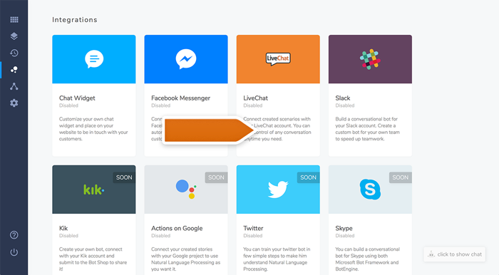 Accessing LiveChat and BotEngine integration Accessing LiveChat and BotEngine integration