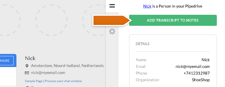 Add transcript to Notes Add transcript to Notes