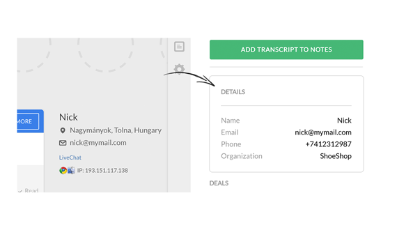 Check your customers' details during a chat! Check your customers' details during a chat!