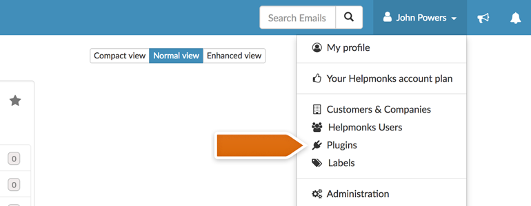 Go to Plugins available in your Helpmonks account Go to Plugins available in your Helpmonks account