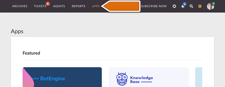 Go to Apps available in your LiveChat account Go to Apps available in your LiveChat account