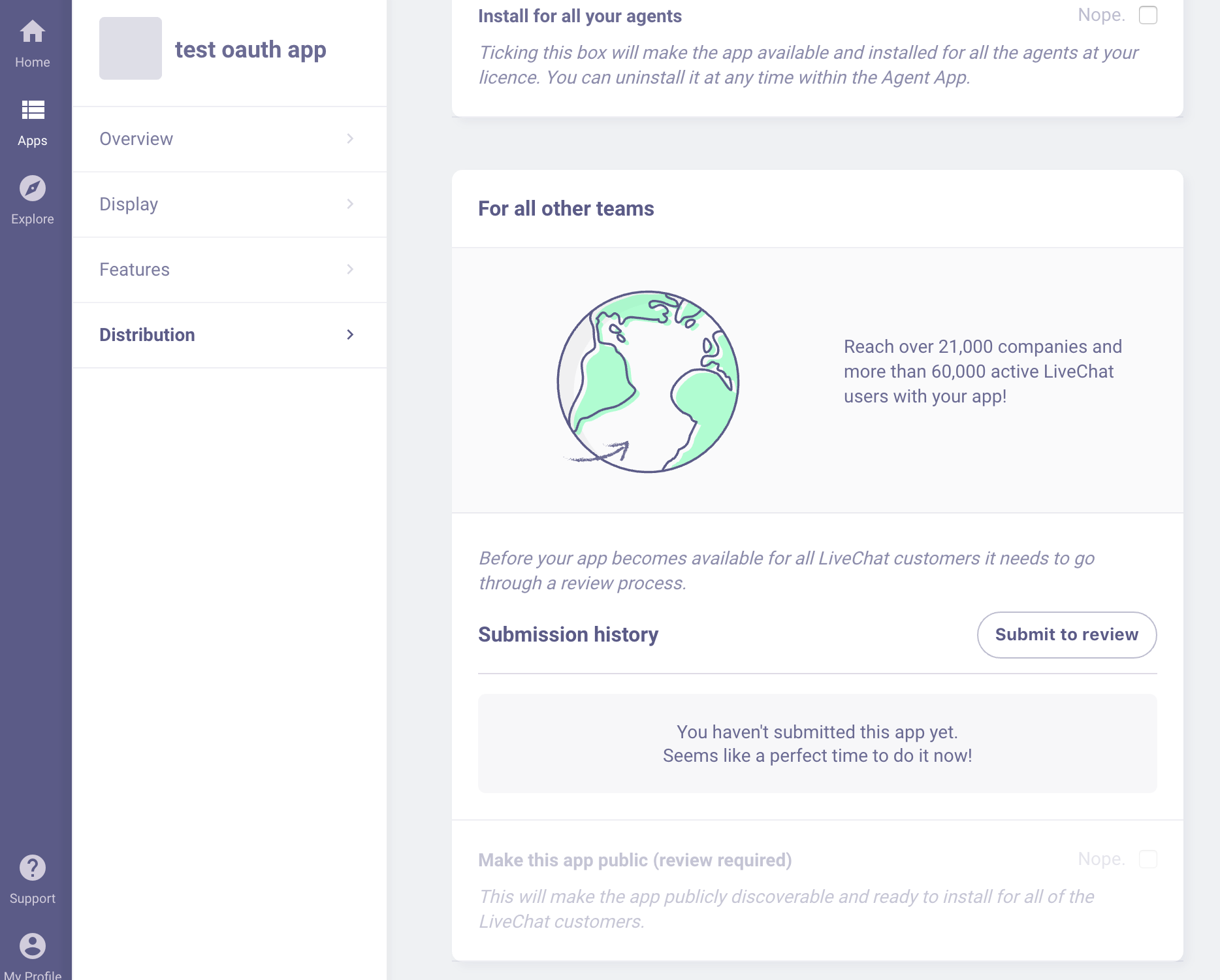 LiveChat Web Applications - Selecting Distribution Type