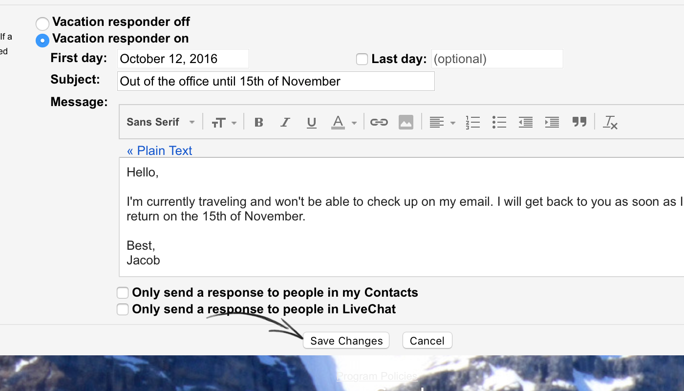 Outlook Out Of Office Message Examples